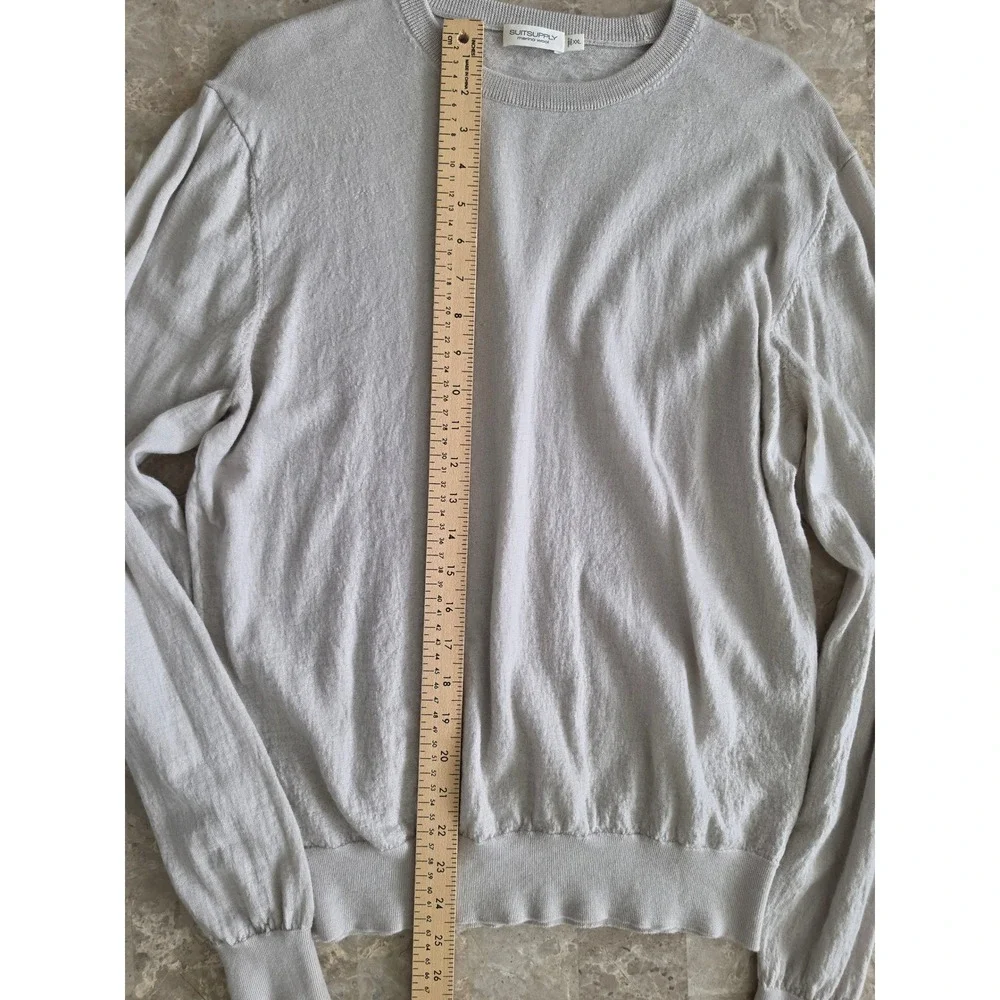 Suitsupply Mens XXL Light Gray 100% Merino Wool‎ Crewneck Sweater Knit Top